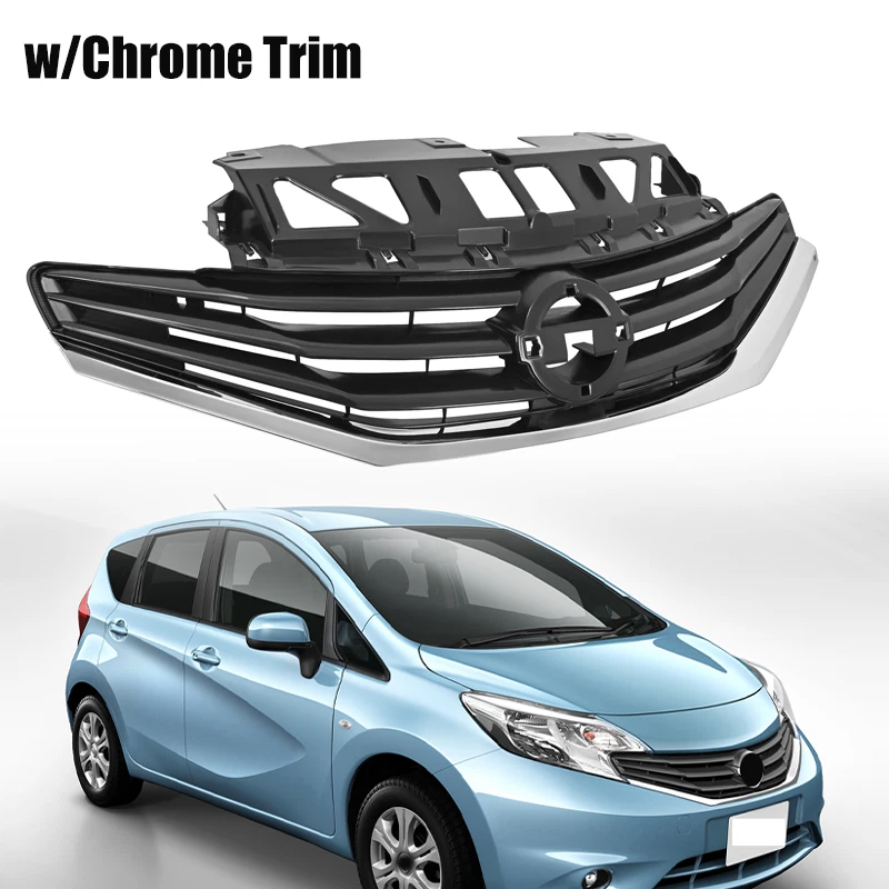For 2014-2016 17 Nissan Versa Note Front Upper Bumper Grille Grill w/Chrome Trim - Image 1 of 4