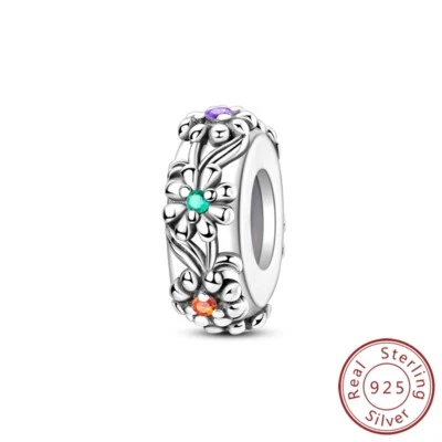 MULA 925 Sterling Silver DIY Charm Clip Daisy Rubber Stopper For Women Bracelet - Image 1 of 4