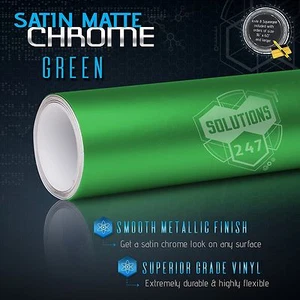 Pegatina envolvente de vinilo metálico satinado verde mate de 36"" x 60"" burbujas aire libre - Imagen 1 de 8