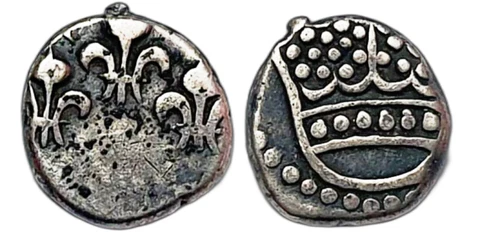 INDO - FRENCH , INDIA ,Silver Fanon, 1.48g, pearled crown, rare Cover