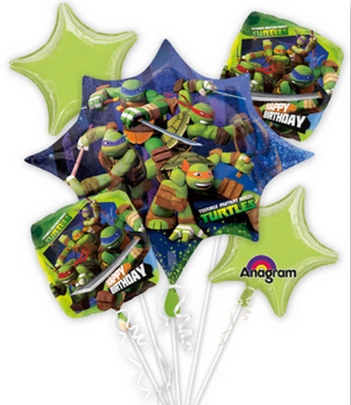 Anagram #26431 Teenage Mutant Ninja Turtles TMNT Happy Birthday Balloons 5pk NEW - Image 1 of 1