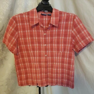 Mountain Lake Gr. L rosa Knopfleiste Strukturoptik Kurzarm Kragen Bluse - Bild 1 von 4