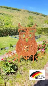 Gartenstecker kleine Eule aus Metall, 32,3 cm hoch, Gartendeko, ostern, Edelrost - Bild 1 von 3