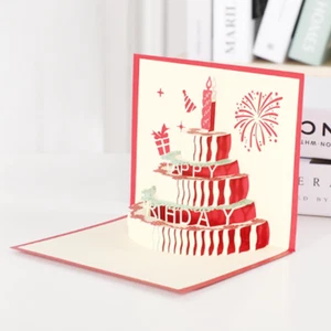 100 Happy Birthday Cake Pop Up Greeting Card Father's Day Handmade Surprise Card - Picture 1 of 9