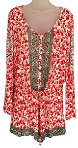 Free People Strampler Damen S orange L/Ärmel Boho Chic Surf Date Rüschensaum - Bild 1 von 10