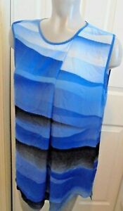 Vince Camuto Size S Small Blue High Low Sleeveless Blouse Women's 