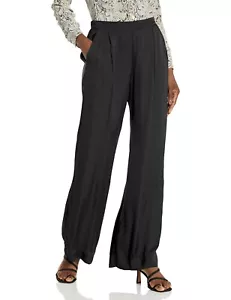 Velvet by Graham & Spencer Livi Satin Wide Leg Pants Women's XS Black Pull On - Picture 1 of 13