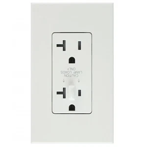 LUTRON NTR-20-HDTR-WH DIMMING TAMPER RESISTANT RECEPTACLE, 20A 125V, WHITE - Picture 1 of 4