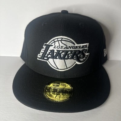 NBA Los Angeles Lakers New Era 59 Fifty 7 1/2 Black and White Fitted Hat - Image 1 of 4