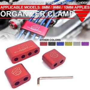 3 Pcs Aluminum Engine Spark Plug Wire Separator Divider Organizer Clamp Kit Red - Picture 1 of 8