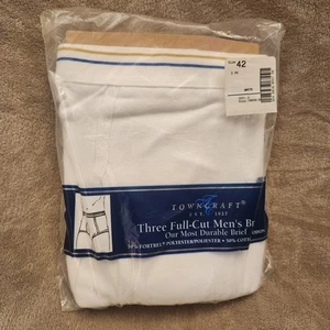 Vintage JC Penny Town Craft Men’s Full Cut Briefs White 3 Pack Size 42 Towncraft - Picture 1 of 2