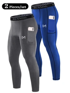 2 Pack Men's Compression Pants Baselayer Running Tights Leggings for Sports Gym - Picture 1 of 13