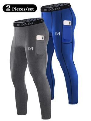 2 Pack Men's Compression Pants Baselayer Running Tights Leggings for Sports Gym - Image 1 of 4