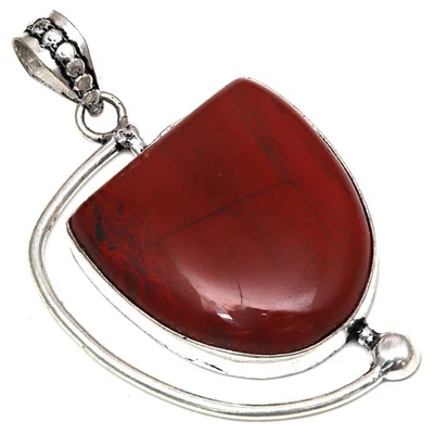 Necklace Red Jasper Gemstone Handmade Gift For Her 925 Silver Jewelry 2.5" - Image 1 of 4