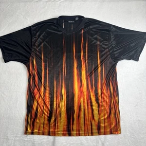 Y2K No Boundaries Sheer Flames Short Sleeve Polyester Shirt Men's XL - Picture 1 of 6