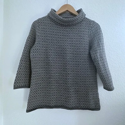 Suéter Talbots Pura Lana Merino Cuello Redondo M Gris Geo Manga 3/4 Profesor Abuela Foto 1 de 4