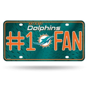 NFL Miami Dolphins #1 etichetta targa in metallo per tifosi, 6 x 11,5-" - Foto 1 di 8