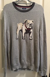 CLUB ROOM MACYS Herren Bulldoggenpullover Grau Rundhals Baumwolle Hundepullover Gr. L - Bild 1 von 4