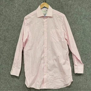 Hawes & Curtis Mens Shirt Size 16 / Large Pink Striped Button Up Long Sleeve - Picture 1 of 7