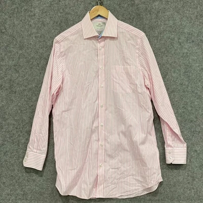 Hawes & Curtis Mens Shirt Size 16 / Large Pink Striped Button Up Long Sleeve - Image 1 of 4