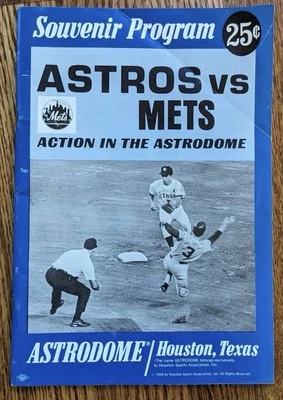1968 Nolan Ryan 1St Win Program NEW YORK METS V Astros Unscored 6 IP/8 K/0-R⚾️ - Image 1 of 4