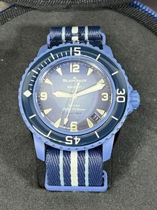 SWATCH X BLANCPAIN Bioceramic Atlantic Ocean Men’s Automatic Watch WR91m Ø42mm - Picture 1 of 7