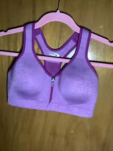 MTA Sport Bra Medium Purple Front Zip 26 C - Picture 1 of 10