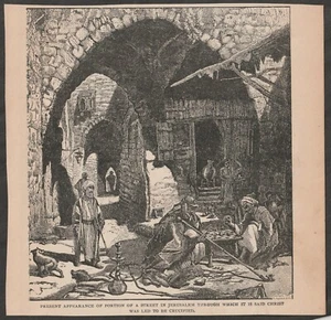 VINTAGE RELIGIOUS ILLUSTRATION JERUSALEM STREET THROUGH WHICH CHRIST WAS LED - Picture 1 of 1