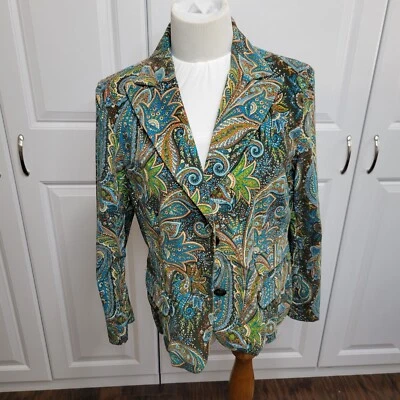 Jones носить джинсы женщин Blazer короткая куртка Sz 12 вельветовый пейсли карьера куртка - Изображение 1 из 4