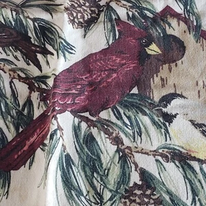 Vintage Franco Standard Pillow Case Winter Birds Red Blue Green Trees Pinecone - Picture 1 of 12