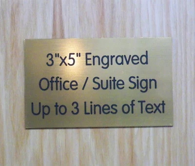 Custom Engraved 3x5 inch Gold Sign | Add Your Wording | with Adhesive Backing - Image 1 of 2