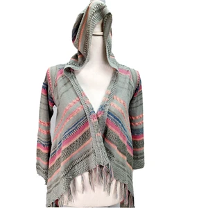 Say What ? Sweater Girls Medium 10-12 Pink Gray Waterfall Cardigan Youth Hoodie - Picture 1 of 8