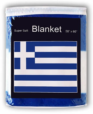 Greece Flag Fleece Blanket 50"x60" Travel Throw Cover Athens Thessaloniki Greek - Image 1 of 2