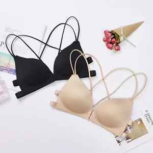 Wire Free Yline Bralette-Front Closure Invisible Brassiere Non Convertible Strap - Picture 1 of 7