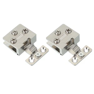 2 Pcs 1-3/16" Cabinet Glass Doors Hinge Wine Cabinet Clamp Silver - Picture 1 of 7