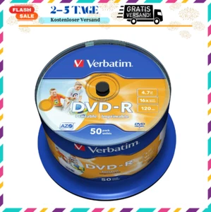 Verbatim 43533 DVD-R 4,7 GB 16x Speed Printable bedruckbar Rohling 50er Spindel - Bild 1 von 4