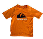 QUIKSILVER Boys Size 3T Swim Shirt Rash Guard LOGO Orange Surf Beach Pool