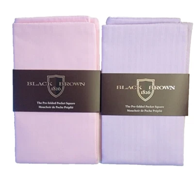 2-PK BLACK BROWN 1826 Pre-Folded Pocket Squares Lavender Purple and Pink, Cotton - Image 1 of 4