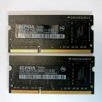 4GB Apple Elpida Memory 2 x 2GB PC3-12800S 1600MHz DDR3 EBJ20UF8BDU5-GN-F - Image 1 of 2