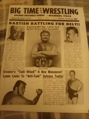 NWA Red Bastien Lyons WWWF raro Beaumont 1972 Stasiak spoiler programa de lucha libre Foto 1 de 4