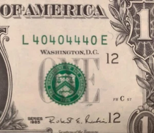 $1 1995 Binary Serial Number L40404440E - RARE - Picture 1 of 5