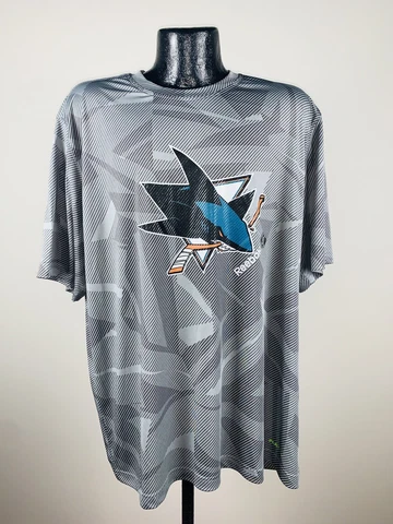 Men's Reebok San Jose Sharks Gray TNT Center Ice Performance Tee Shirt Large Cover