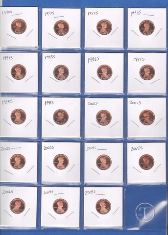 1990 - 2008 S Lincoln Proof Cent Penny Set - 19 Proof Pennies- 1990 through 2008 Cover