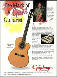 Pubblicità chitarra acustica Chet Atkins CEC Epiphone 1994 8 x 11 stampa pubblicitaria - Foto 1 di 3