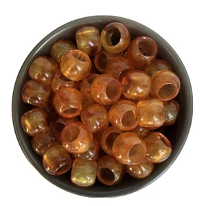 20X Amber Honey Brown Macrame Beads 17x13mm Round Resin Bead 9.5mm Big Hole - Bild 1 von 4