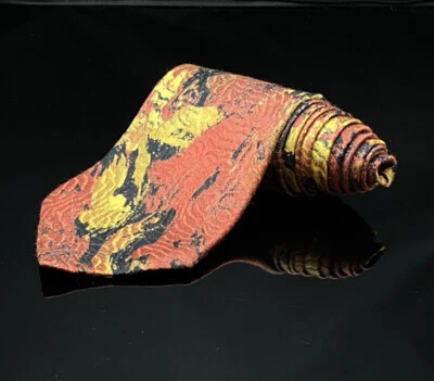 BRIONI CORBATA CUELLO SEDA ITALIA 4x59" TEXTURIZADA OTOÑO ESTAMPADO ÓXIDO BEIGE NEGRO Foto 1 de 4