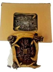 Antler Single Toggle Switch Plate Cover Rustic Faux Wood Look Cabin Lodge Decor - Picture 1 of 3