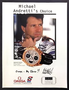 1995 Michael Andretti Omega Speedmaster reloj automático foto de colección anuncio impreso - Imagen 1 de 1