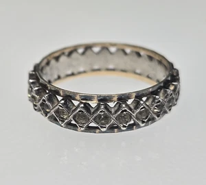 9ct Yellow Gold and Silver Full Eternity Ring Cubic Zirconia Stones Ring Size P - Picture 1 of 16