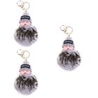 3pcs Sleeping Baby Doll Keychain Plush Fluffy Keyring Hanging Pendant Gift